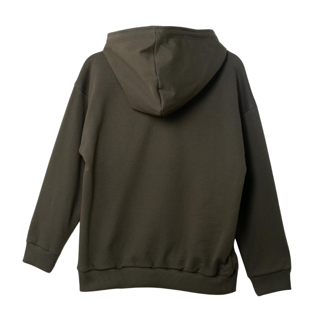 Militärgrüner Hoodie mit Kängurutasche