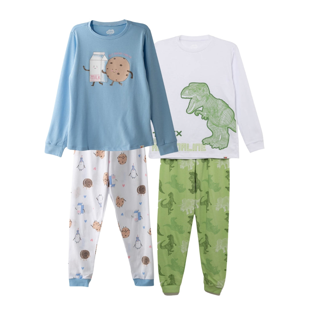 Zweiteiliges Schlafanzug-Set mit Dino- und Keks-Design für Kinder