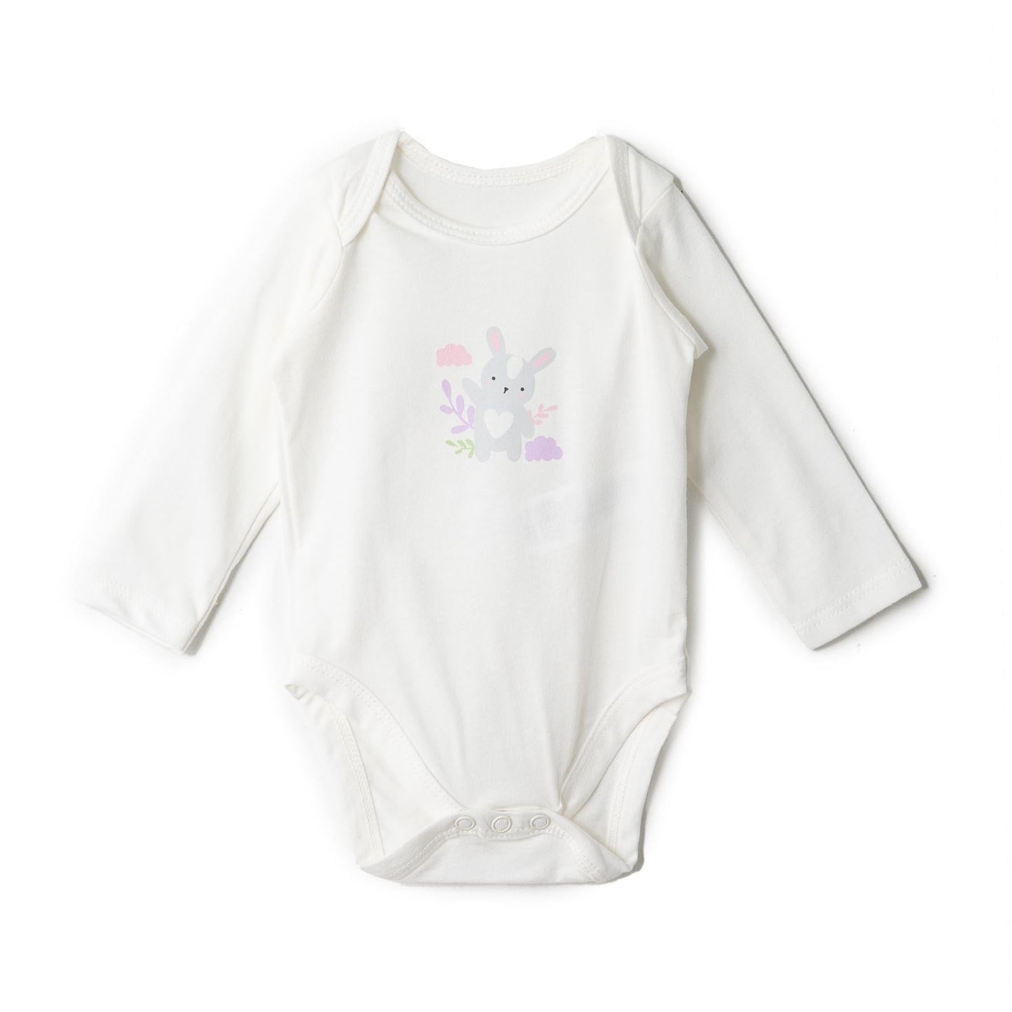 Baby Body mit Häschen-Druck, Frontansicht.