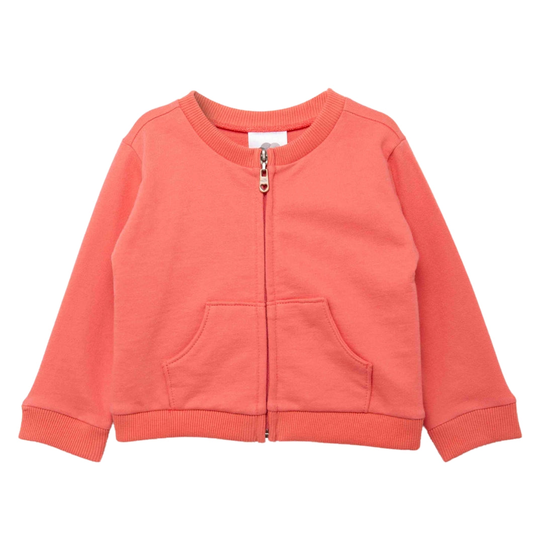 Lachsfarbene Sweatjacke mit Reißverschluss und weichen Bündchen