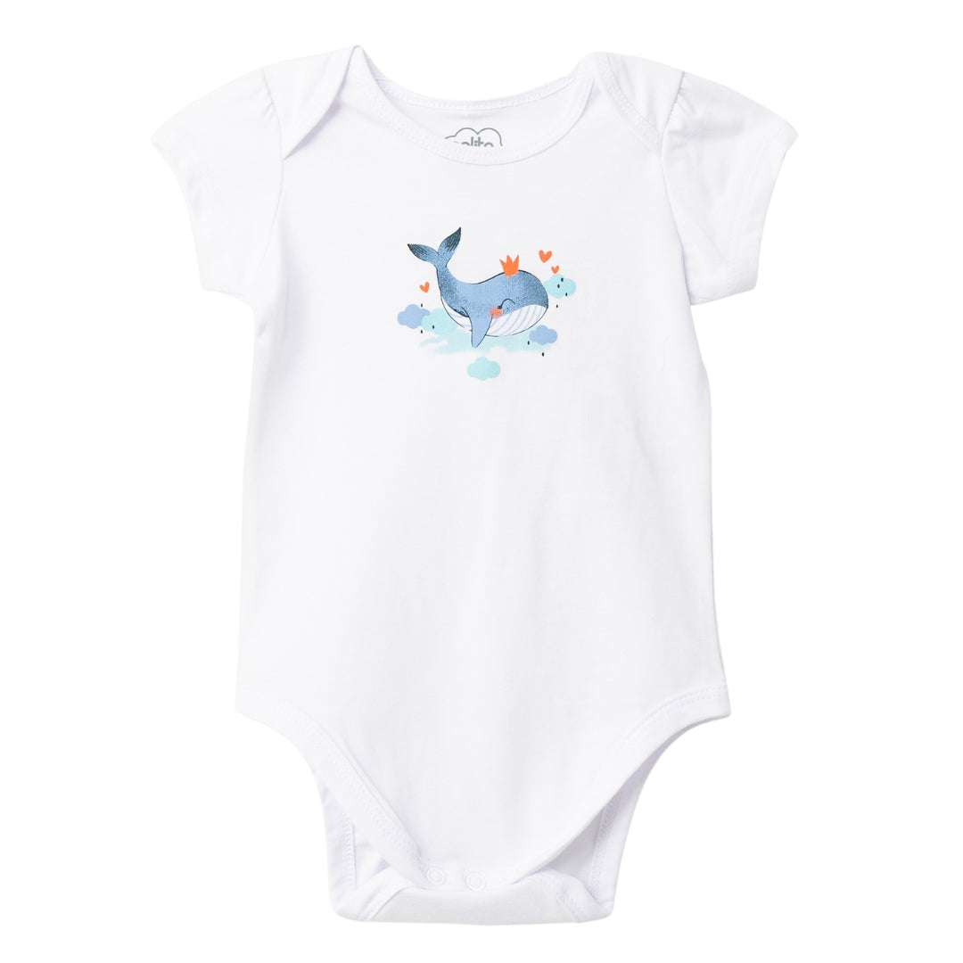 Baby-Body mit Wal-Prinzessin-Print und praktischen Druckknöpfe