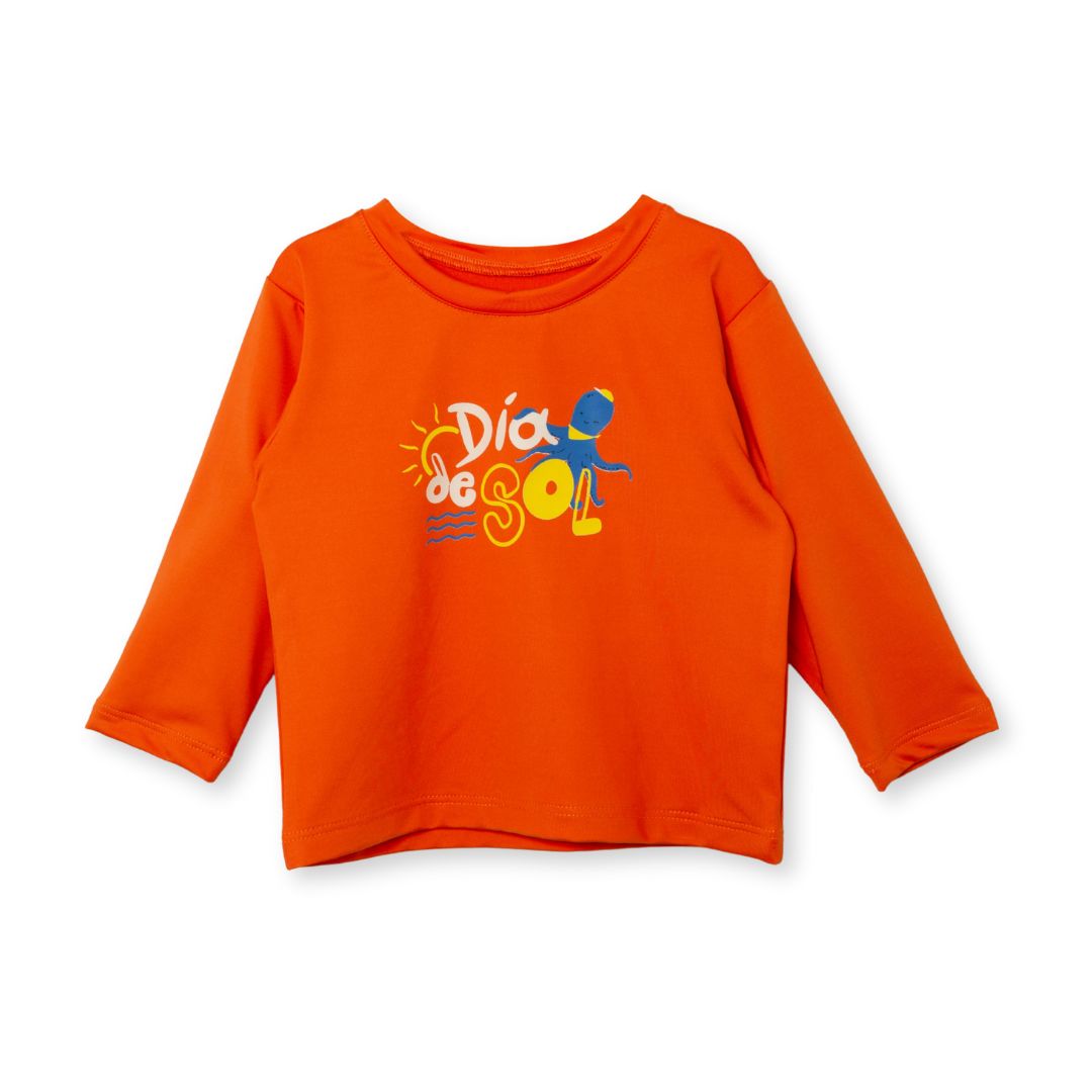 Badeshirt für Babys in Orange mit Print – ideal für sonnige Tage am Strand oder im Pool