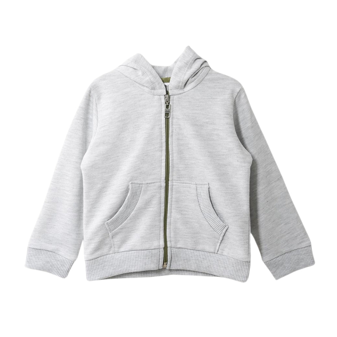 Grauer Hoodie mit Dino-Stacheln vorne für abenteuerliche Kids