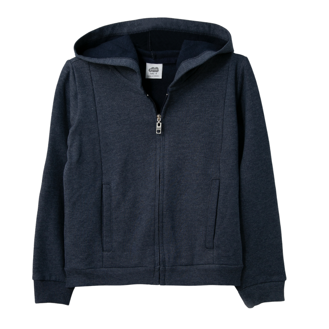 Dunkelblauer Baumwollfleece-Hoodie für Jungen