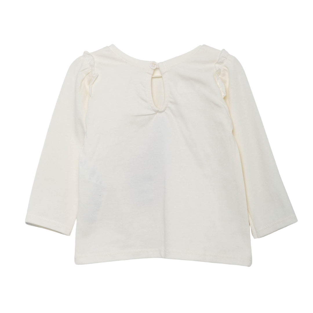 Rückansicht des Langarm T-Shirts für Baby mit flauschigem Hasenschwanz, ideal für fröhliche und verspielte Outfits.