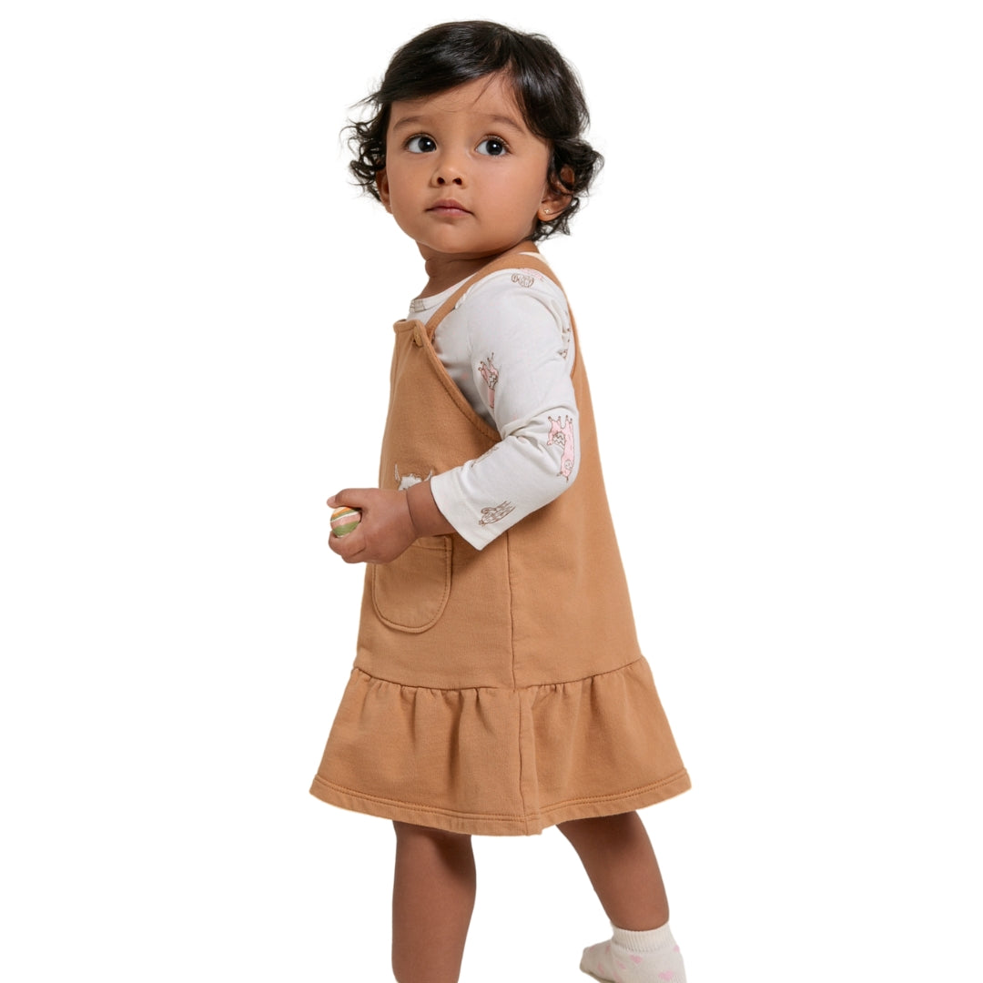 Mädchen in süßem Llama-Latzkleid Set aus 100% Baumwolle