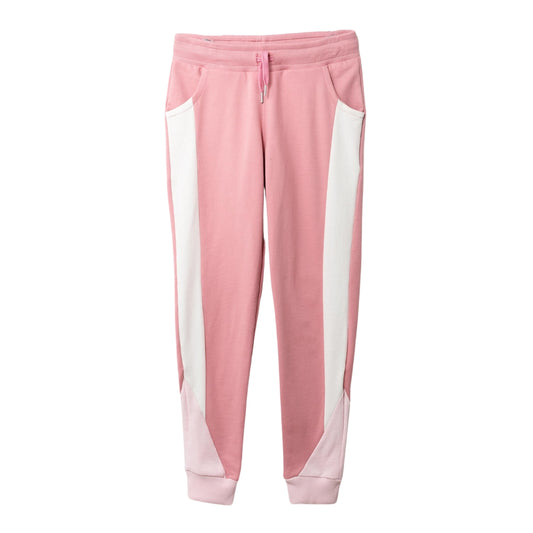 Rosa Jogger für Mädchen mit weißen und hellrosa Details, elastischem Bund.