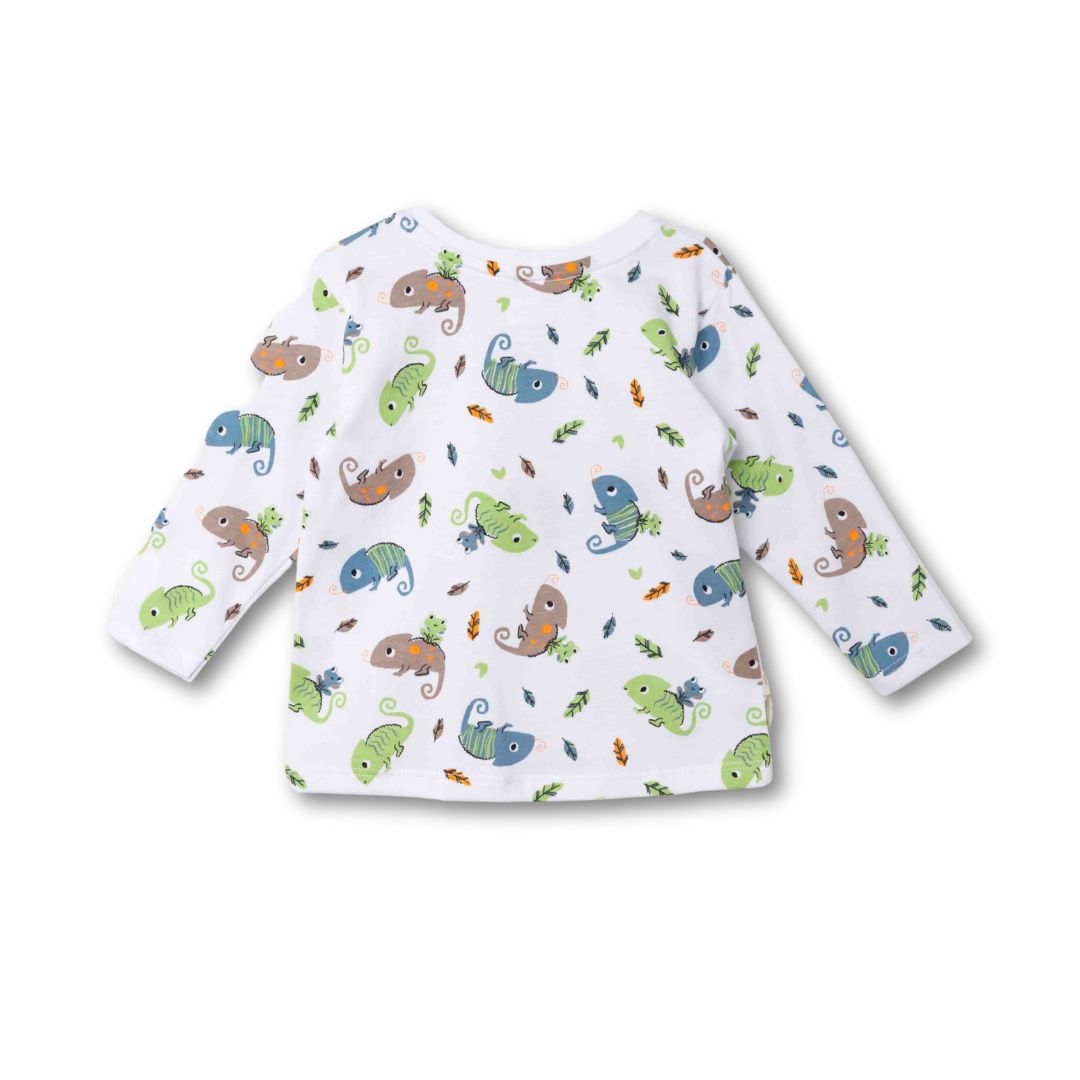 Baby Langarm T-Shirt mit Chamäleon Print in bunten Farben für fröhliche Momente