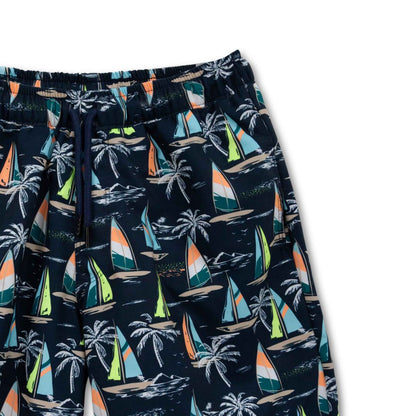 Rückseite Badehose Jungen Navy Blau mit Kordelzugbund