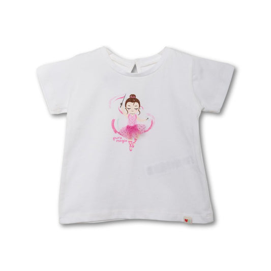Weißes Baby-Kurzarmshirt mit 3D-Ballerina-Applikation und Tüll-Tutu 