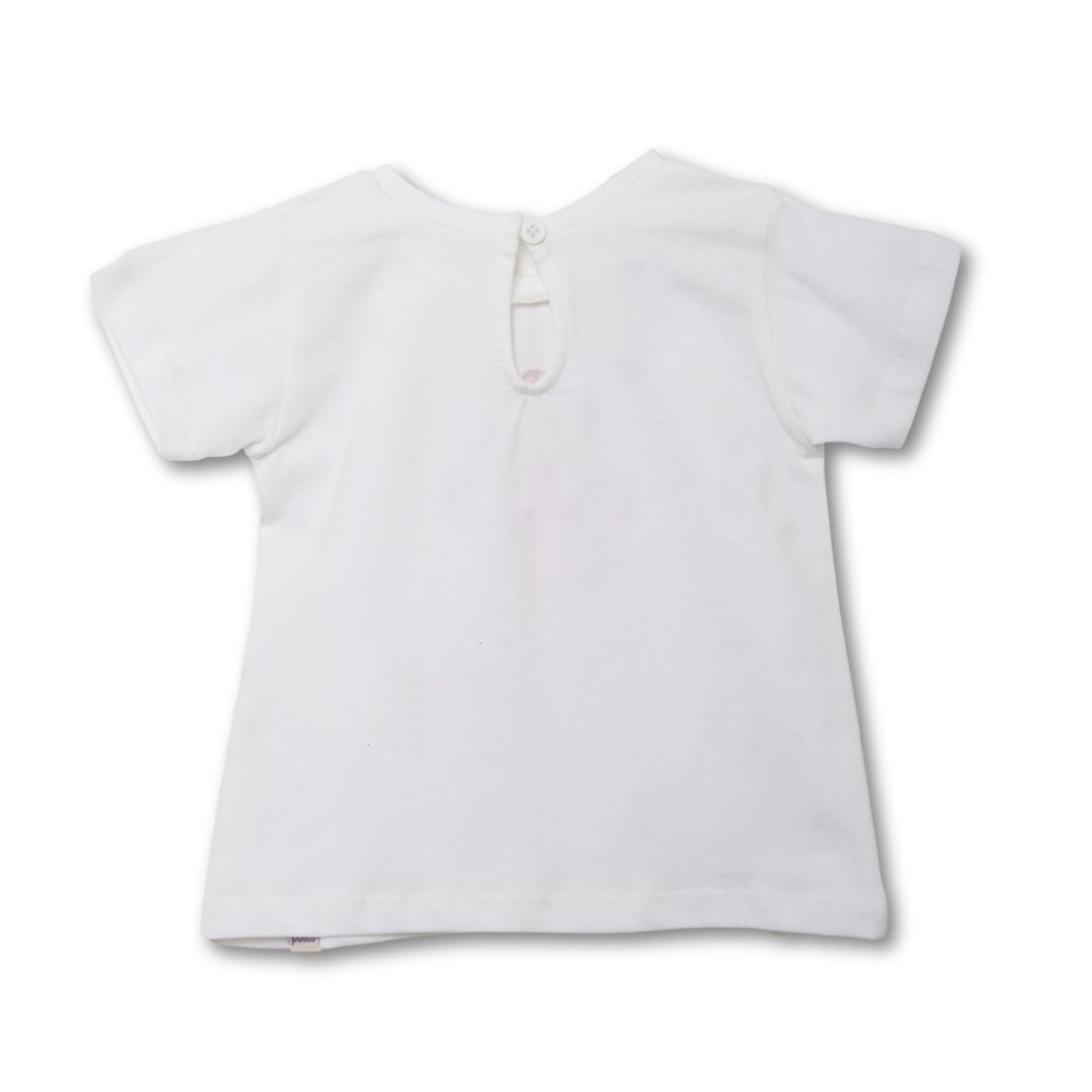 Weißes Baby-Kurzarmshirt mit 3D-Ballerina-Applikation und Tüll-Tutu