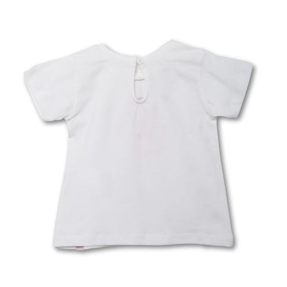 Weißes Baby-Kurzarmshirt mit 3D-Ballerina-Applikation und Tüll-Tutu