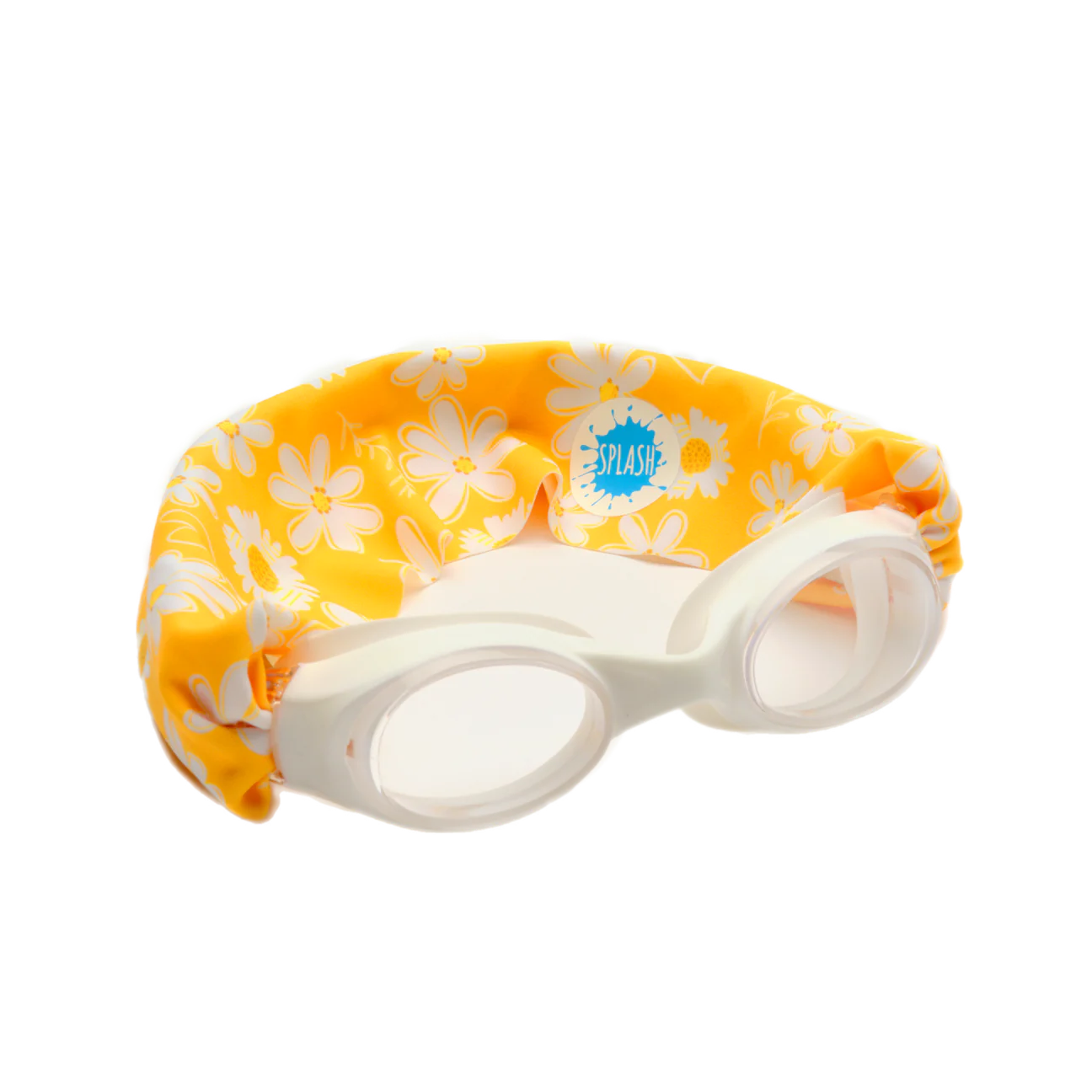 Kind trägt Gänseblümchen-Schwimmbrille – fröhlich & angenehm zu tragen