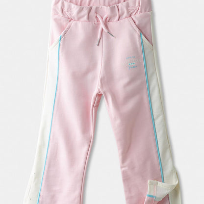 astellfarbener Jogger für Mädchen in Pink mit “Sigue tus sueños”-Print und blauen Streifen