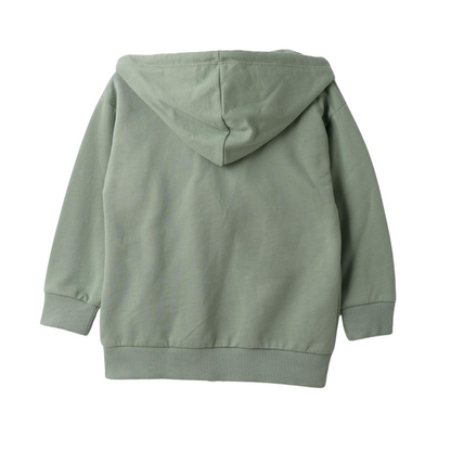 Grüner Zip-up Hoodie für Jungen mit praktischen Rippenbündchen.