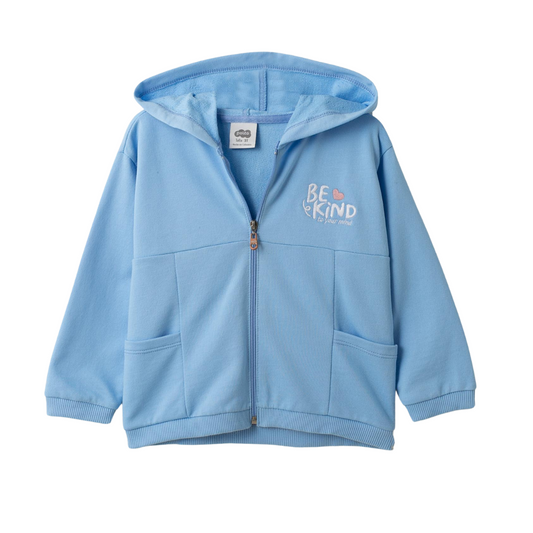 Zip-up Hoodie mit "Be Kind"-Stickerei, Taschen und Rip-Bündchen